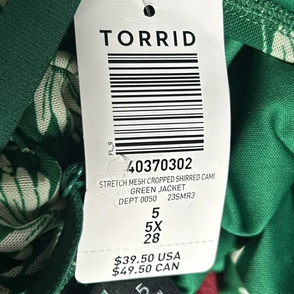NWT Torrid green jacket Stretch Mesh Cropped Shirred Cami Top - Picture 7 of 9